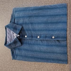 Men's blue and white print Van Heusen long sleeve  button  down shirt